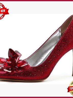 Crystal Rhinestone Poined Toe Pumps Clear Stiletto High Heels